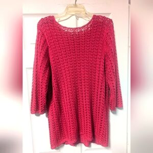 Magenta Crochet Knit Sweater
